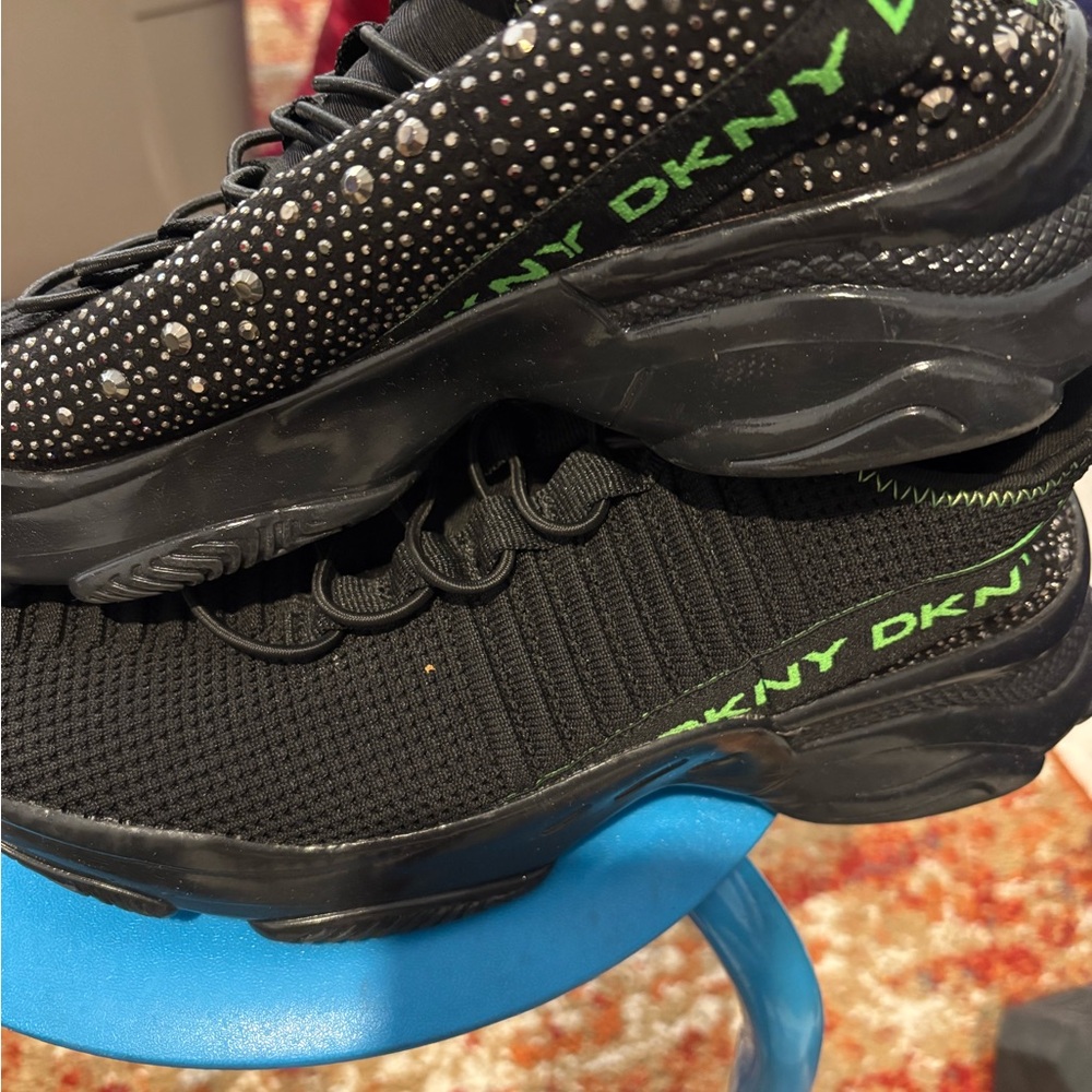 DKNY Black Sneakers with Green Detailing